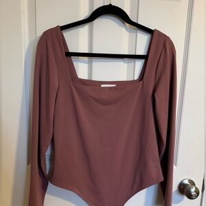 Aritzia Contour Squareneck Longsleeve Bodysuit - Mauve